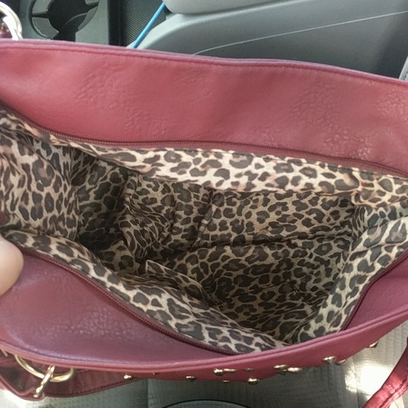 Faux leather red studded bag - Picture 2 of 4